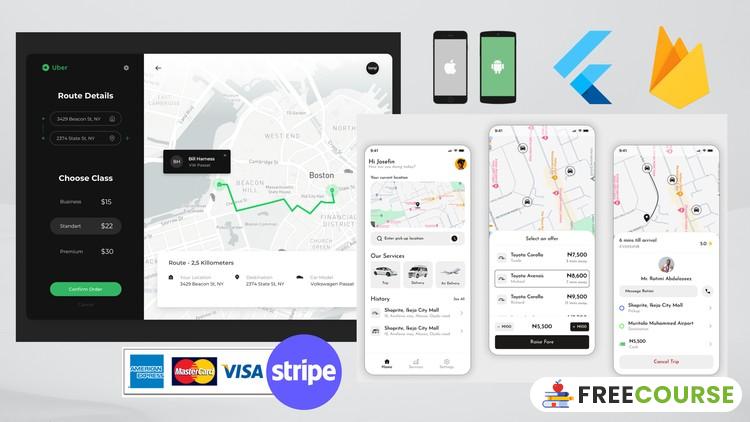 Banner Image Build UBER Clone App with Stripe Payment, Push Notifications - FreeCourse.pro